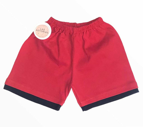 Short De Bebe Algodón Liso Combinado Elastico Bermuda 