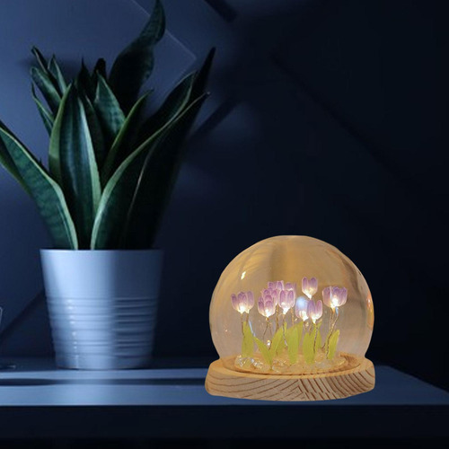 Flores De Tulipán Violeta Luz De Noche Diy Flores