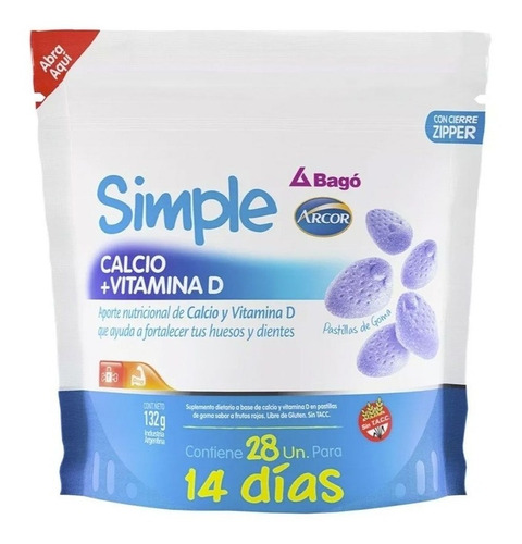 Simple Calcio + Vitamina D X 28 Pastillas De Goma