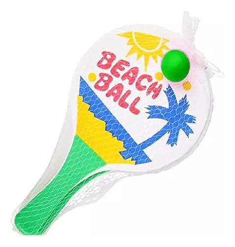 Paletas Playeras Set De Dos Con Pelota Madera Beach Ball Color Blanco