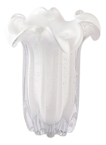 Vaso Decorativo Vidro Tipo Murano Branco Leitoso Veneza 24cm