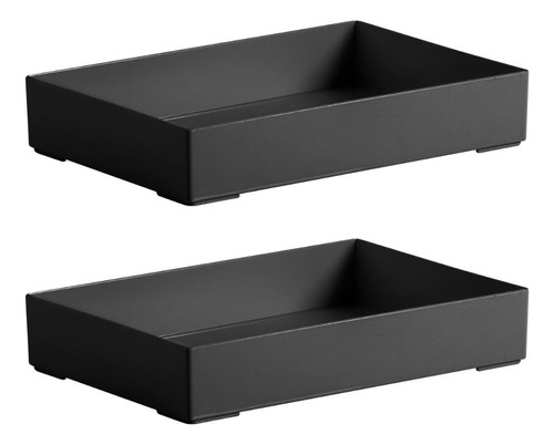 Bandeja Organizador Garrafas Copos Bar Pia 25x17x4,7 Kit 2un Cor Preto