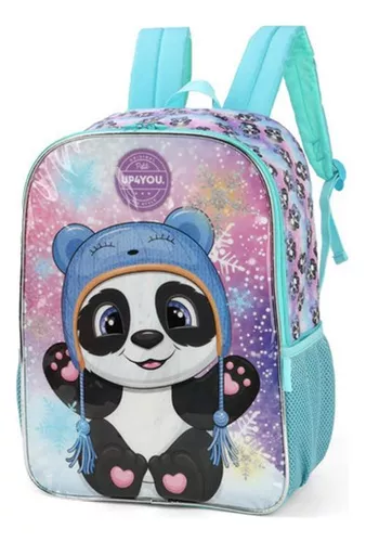 Mochila Escolar Infantil para Meninas com 4 Rodinhas 360° - Panda - Up4You