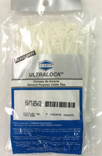 Dexon Ultralock Dxn3004b T4 Tie Wrap 10mm 50lb 100und