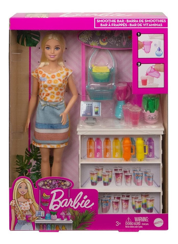 Muñeca Barbie Jugos Tropicales Set Smoothie Bar Accesorios