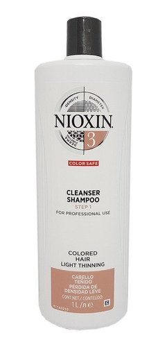 Nioxin System 3 Cleanser Shampoo Anticaida Cabello Teñido 1l
