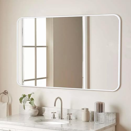 Espejo De Baño Blanco, Espejo Rectangular De 24 X 36 Pulgada