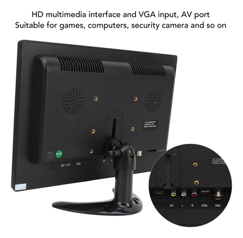 Monitor De Pc Portátil De 12 Pulgadas Tft Lcd Vga Hd Multime