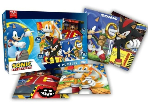 Puzzle 4en1 Sonic 48 Y 56 Piezas - Tapimovil