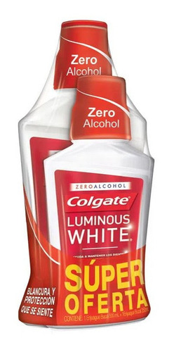 Pack Enjuague Bucal Colgate Luminous White 500 Ml + 250 Ml