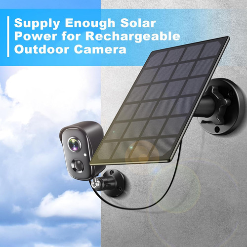 Panel Solar Para Cámaras Seguridad Con Cable Carga 3 Metros