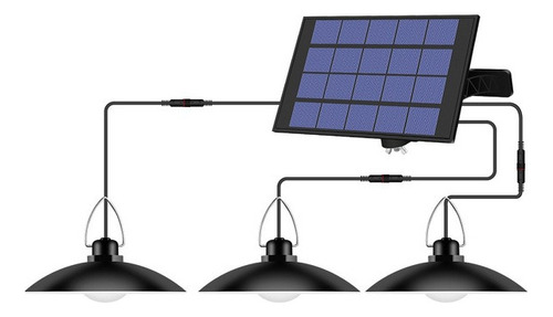 Lámpara Colgante Solar Impermeable 3 Cabezas Lámpara De Inte