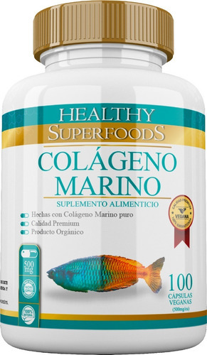 Healthy Superfoods Colágeno Marino Puro Tipo 2  100 Capsulas Sabor Sin sabor