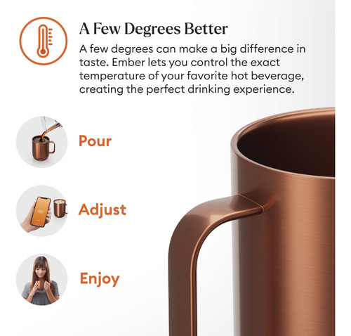 Taza Inteligente Control De Temperatura 414 Ml Cobre