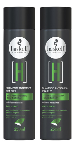 Kit 2 Shampoo Haskell Homem Anticaspa 250ml