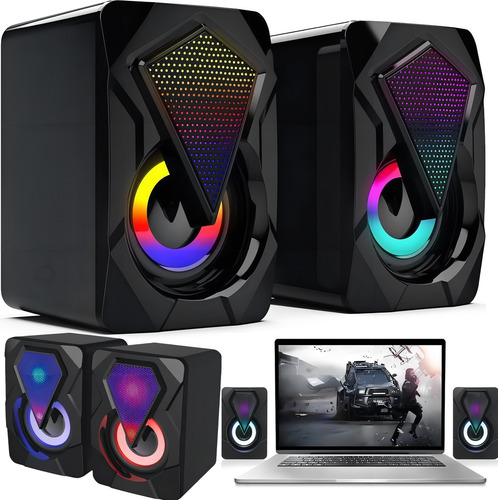 Caixa Som Computador Pc Notebook Portátil Gamer Jogos Usb Preto