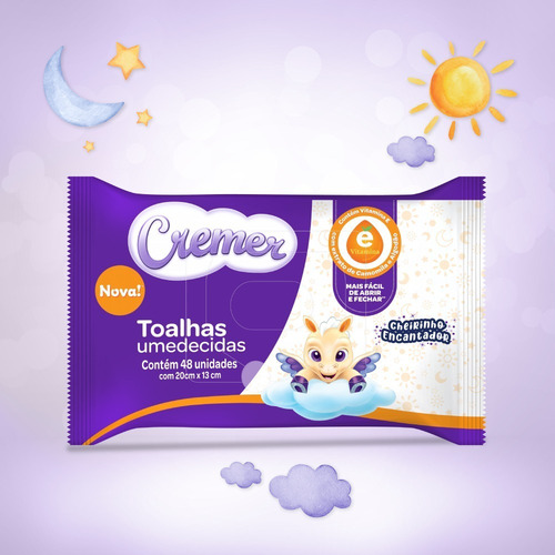 Imagem 3 de 4 de Kit Toalha Umedecida Cremer Vitamina E - 576 Unidades