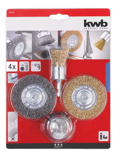 Cepillos Taladro 4 Piezas Juego Bronceado-plata Kwb