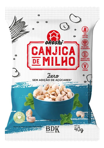 Snack Canjica De Milho Zero Açúcar 40g Okoshi Saudável