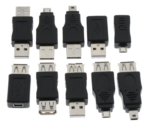 10 Unids Usb Mini Adaptador Convertidor Carga A Micro Usb
