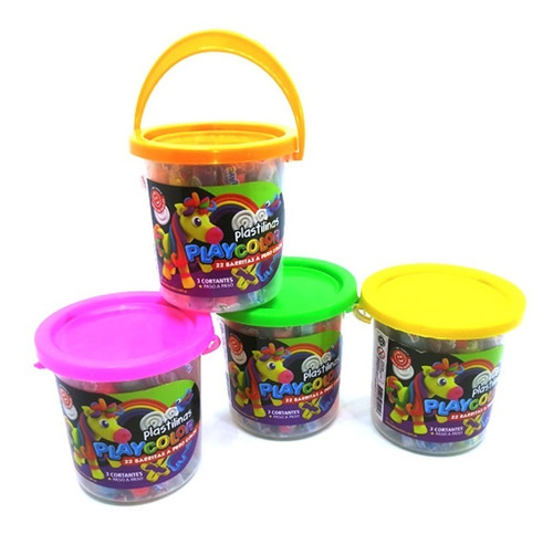 Plastilinas Playcolor Balde 22 Barritas + Cortantes 