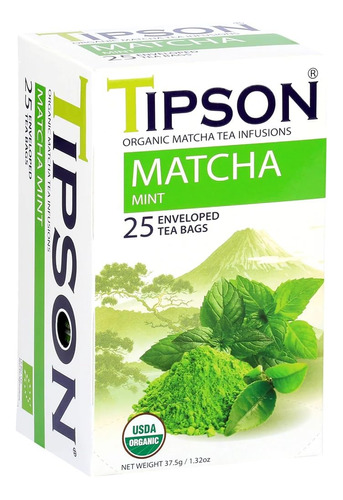 Organic Matcha Té Verde - Menta Orgánica - 25 Bolsas De Dobl