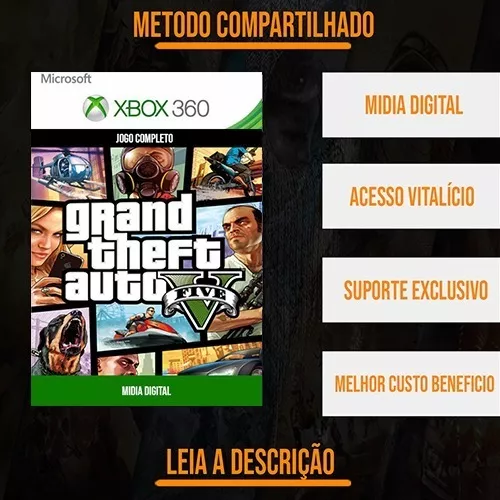 Jogos Xbox 360 transferência de Licença Mídia Digital - GTA 5 + GTA 4