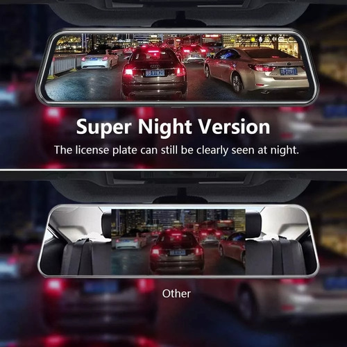 Dashcam 10'' Retrovisor Cámara Grabadora Trasera Y Frontal