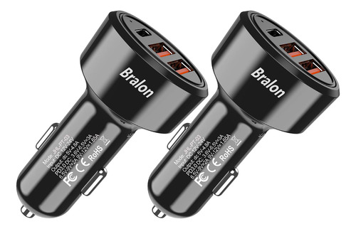 Cargador De Coche Usb C [2 Paquetes], Bralon 44 W (pd 3.0 2