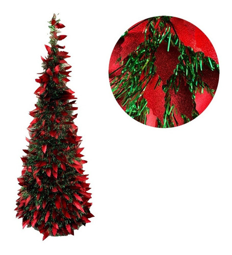 Imagen 3 de 10 de Arbol De Navidad Espiral Plegable 1,10 Mts Hojas Con Luz Led