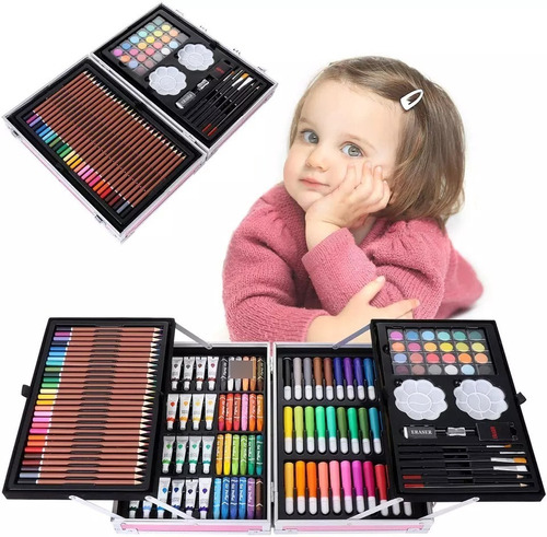 Maleta Set Arte Lapiz Lapices Para Colorear Plumones 145 Pcs