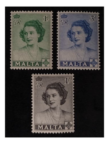 Malta Vistia Princesa Elizabeth 1950 Mint. Yv. 222/4