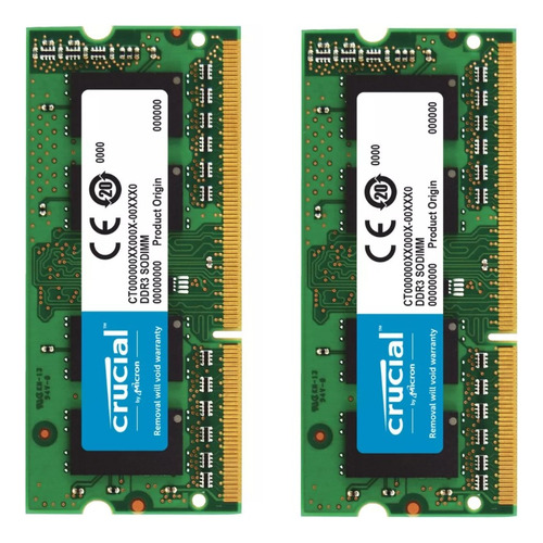 2 Modulos De Memoria Ram Ddr3l 16gb ( 8gb + 8gb ) Crucial