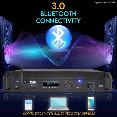 Amplificador Pyle, Bluetooth, 2 Canales, 2000w Pro