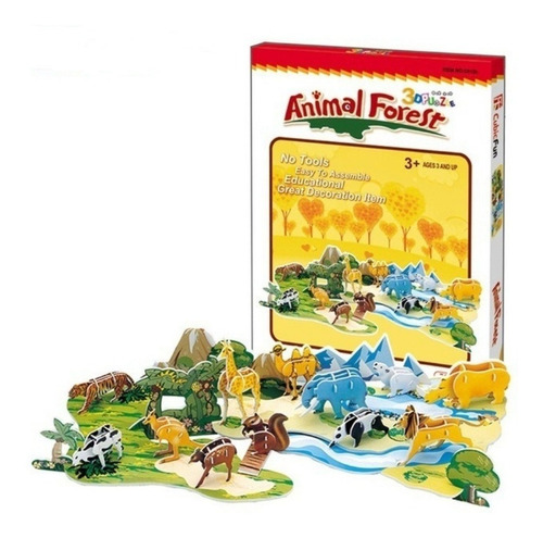 Rompecabezas 71 Pcs 3d Puzzle Cubicfun Bosque Animales C012h