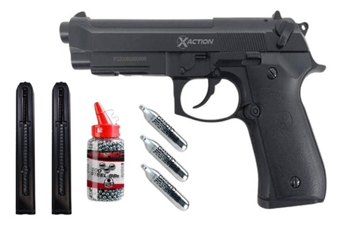 Pistola Co2 Xaction Black M92 +balines +co2 + Cargador Extra