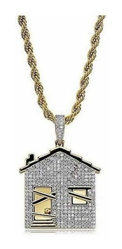 Trampa De Hip Hop Jinao Casa Colgante De Diamante Con Cadena