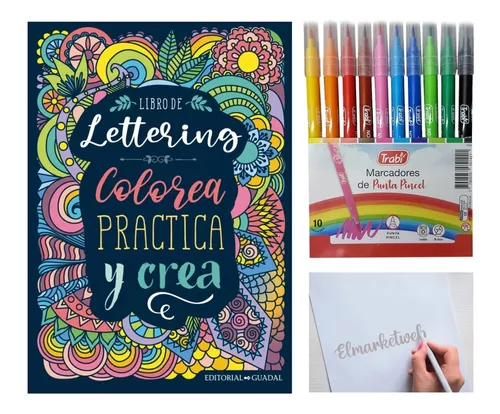 Libro De Lettering Guadal + 10 Marcadores Punta Pincel