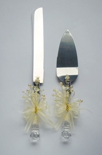 Imagen 2 de 4 de Set Pala Cuchillo Pastel Boda Decorado Recuerdo Kim Hadas