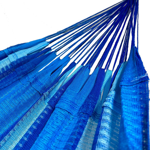 Imagen 5 de 7 de Hamacas 100% Yucatecas De Nylon Colorida Azul