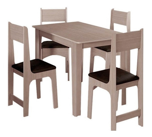 Juego De Comedor, Mesa Y 4 Sillas Mdf Tapizadas Ecocuero