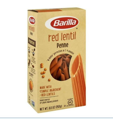 Barilla Pasta Libre De Gluten Free Pene Lenteja Roja Importd