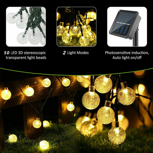 Tira De 50 Focos Led Solares Para Jardín Exteriores