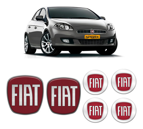 Adesivos Para Fiat Bravo 2010/2016 Emblema Vermelho Genérico