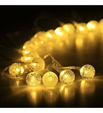Guirnalda Led Bolitas Cristal Exterior Calida Con Enchufe