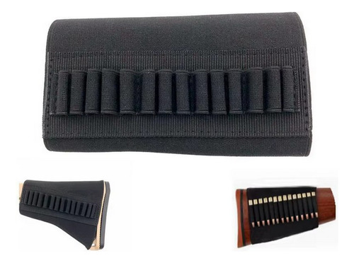 Cartuchera Porta Cartuchos Municion Rifle Culata Elastica Negro