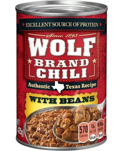 Wolf 2 Latas Brand Chili With Beans 425 G