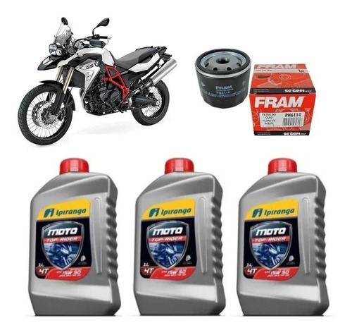 Kit Troca Óleo Bmw F800 Gs Ipiranga 15w50 Fram Ph6114