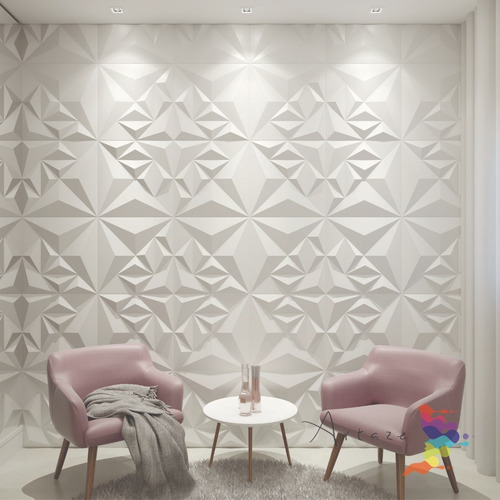 Forma Placa Gesso Molde 3d 50 X 50 Triangulo Bali Pet 1.8mm Branco