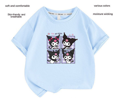 Playera De Manga Corta Sanrios Anime Kuromi Para Niñas, Dibu